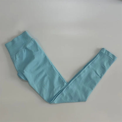 No Logo Leggings Women Low Ribbed Band Scrunch Bum Seamless Yoga Pants Gym Leggings Fitness Sweat Wicking Stretch Workout Tights