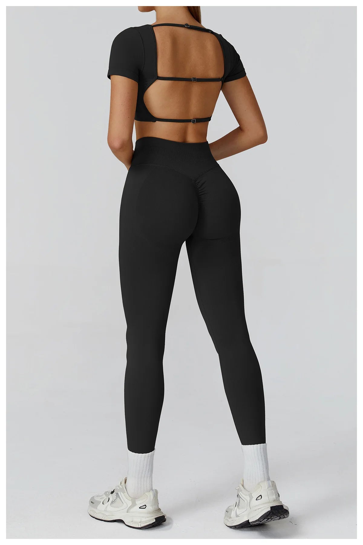 Seamless Women's Yoga Crop Top Sport Short Sleeve T Shirts Fitness Clothes New Yoga Shirt Gym Sexy Backless Top Quick Drying Top