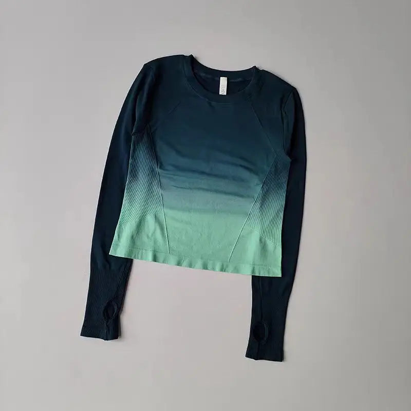 Women's Long Sleeve Top Yoga Shirts Running T-Shirt Hanging dye Fitness Sports Top Gym Sweatshirts Workout Tops Sports Shirts