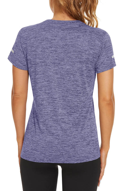 TACVASEN Elastic Moisture Wicking Summer T-shirts Women's Casual T-shirts Crew Neck Workout Running Shirts Sports Tee Gym Tops