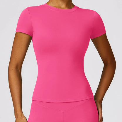 HGC Women's Sports T Shirt Summer Short Sleeve Running  Round Neck Breathable Stretchy GYM Yoga Slim Fitness Active Top Tee