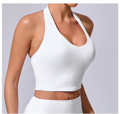 Ladies Sports Bra Sexy Hanging Neck High Support Impact Yoga Underwear Running Fitness Gym Push Up Workout Bra Padded Bralette