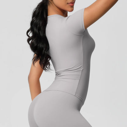 Workout Dry Fit Breathable High Elastic Sports Top Gym Fitness Wear T-shirt Women Casual Outdoor Top