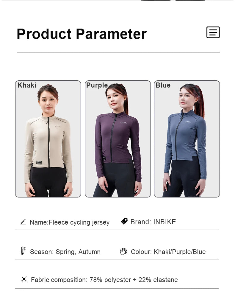 INBIKE Women's Thermal Cycling Jacket Winter Warm Fleece Bicycle Riding Sportswear Windproof Long Sleeve Reflective Outdoor Wear