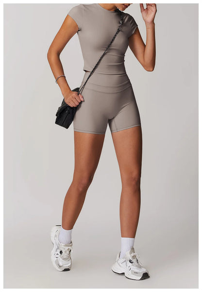 Sports T-shirt Women's Top Yoga Shirts Quick Dry Running Tops Tights Push Up Workout Gym Clothes Short Sleeve Fitness Sports Top