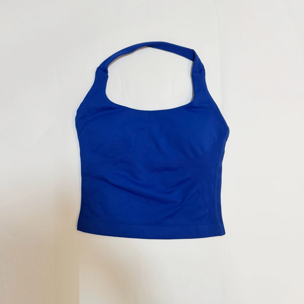 New Seamless Halter Top for Women Backless Gym Crop Top Workout Yoga Shirt with Waist Contouring Sleeveless Sports Shirt