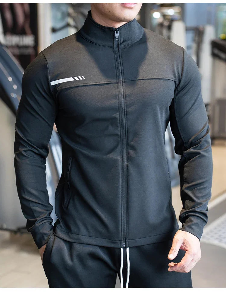 Mens Gym Fitness Shirts Tops High Quality Running Sport Jacket Outdoor Workout Sunscreen Clothing Training Sweatshirt Zipped