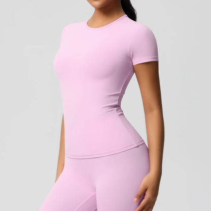 Workout Dry Fit Breathable High Elastic Sports Top Gym Fitness Wear T-shirt Women Casual Outdoor Top