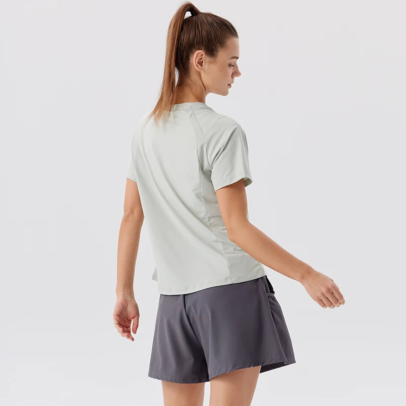 Summer Women's Quick Dry Running Sports T-Shirt Gym Fitness Training Wear for Tennis Golf Yoga Breathable Sportswear Top