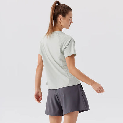 Summer Women's Quick Dry Running Sports T-Shirt Gym Fitness Training Wear for Tennis Golf Yoga Breathable Sportswear Top