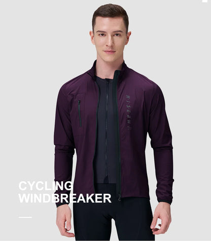 HISERWA Men Cycling Jacket Lightweight Breathable Anti-UV Cycling Windbreaker High Quality MTB Road Bike Jersey 2-Way Zipper