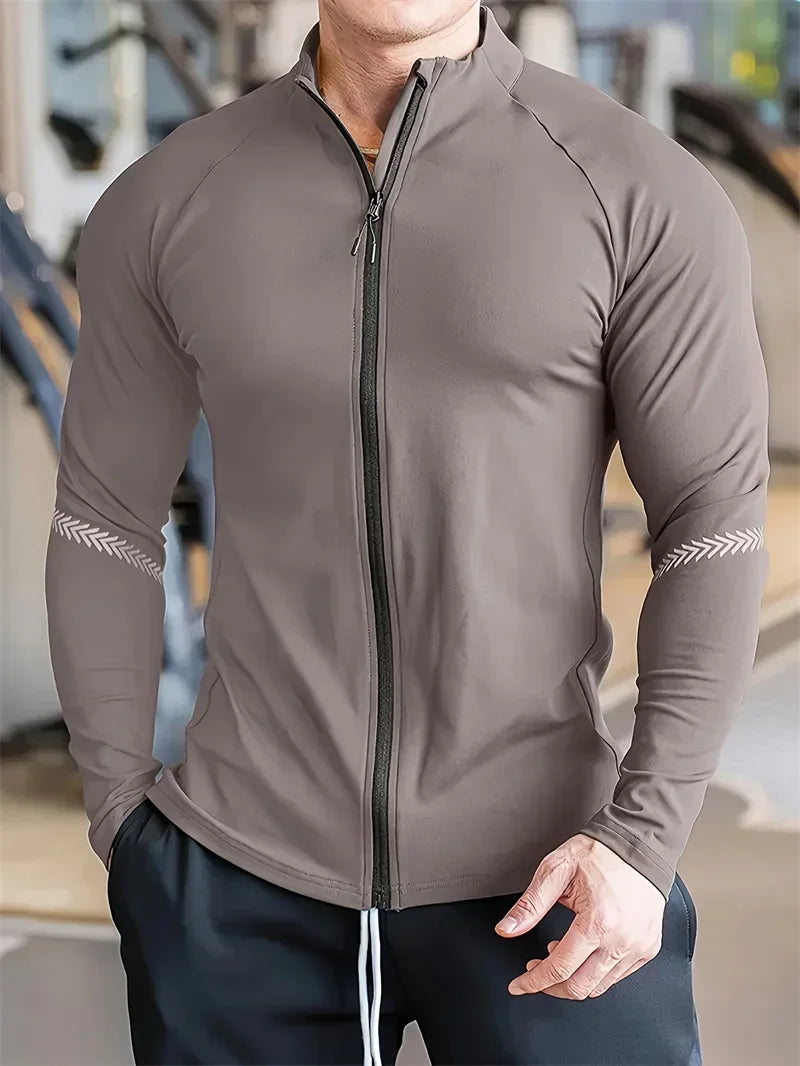 2025 Spring autumn Running Jacket Men zipper tops Fitness Tight Jacket Training Sportswear Jogging Sweatshirt Man cardigan Coat