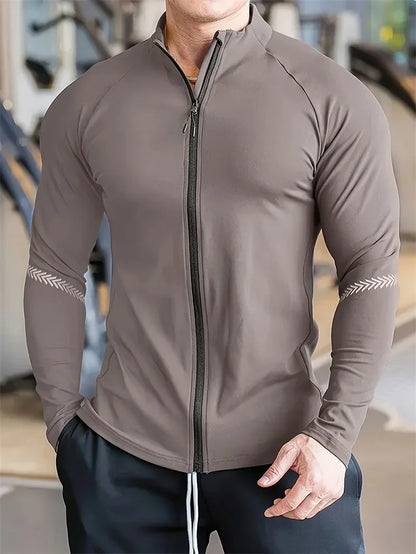 2025 Spring autumn Running Jacket Men zipper tops Fitness Tight Jacket Training Sportswear Jogging Sweatshirt Man cardigan Coat