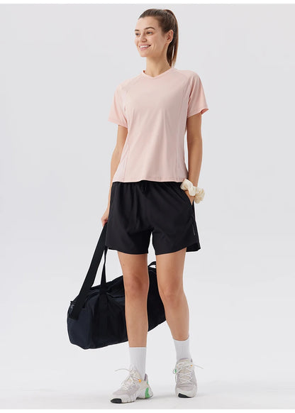 Summer Women's Quick Dry Running Sports T-Shirt Gym Fitness Training Wear for Tennis Golf Yoga Breathable Sportswear Top