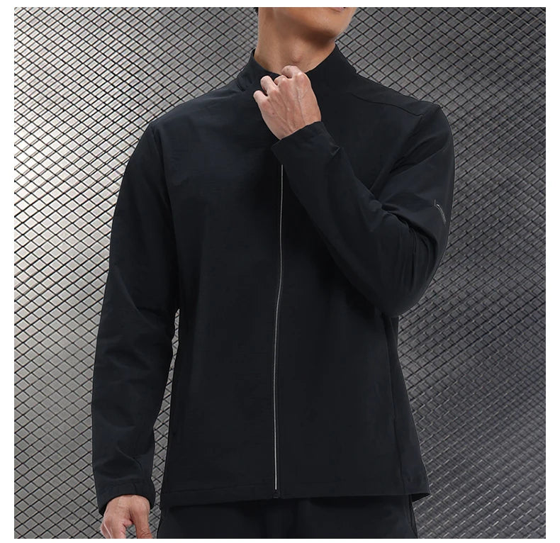 Men Outdoor Sports Casual Jacket Jacket Stand-Up Collar Zip Running Fitness Windproof Camping Hiking Riding Training Tops