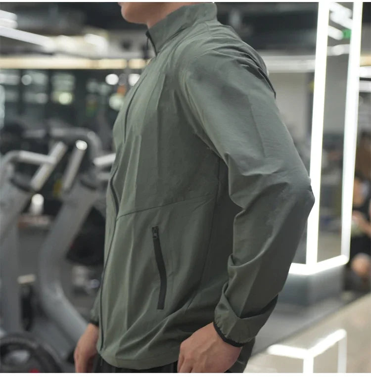 New Men Fitness Running Jacket Spring and Autumn Gym Outerwear Loose Casual Jogging Outdoor Stand-up Collar Tracksuit Sportswear