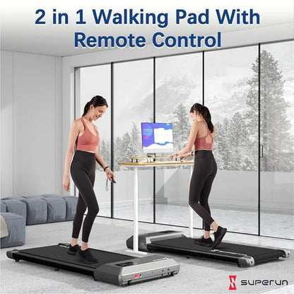 2in1 Walking Pad Treadmill Portable for Home&Office Under Desk 15.35*31.5in Belt Treadmill with Max 250lbs Quiet 45dB Treadmill