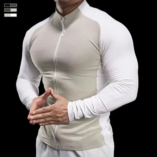2024 New Men Sportswear Fitness Top Gym Jacket Quick-drying Breathable Slim Long-sleeved T-shirt Running Training Clothes Autumn