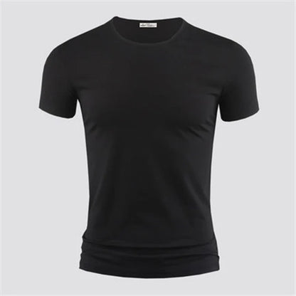 2025 Men's T Shirt Pure Color V Collar Short Sleeved Tops Tees Men T-Shirt Black Tights Man T-Shirts Fitness For Male Clothes