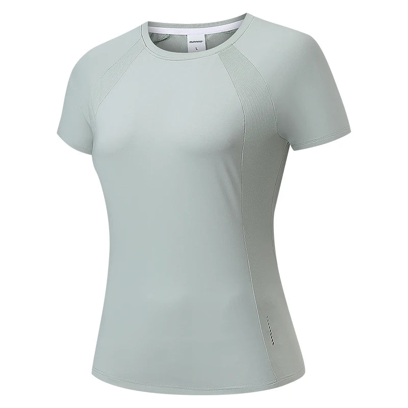 Summer Women's Quick Dry Running Sports T-Shirt Gym Fitness Training Wear for Tennis Golf Yoga Breathable Sportswear Top