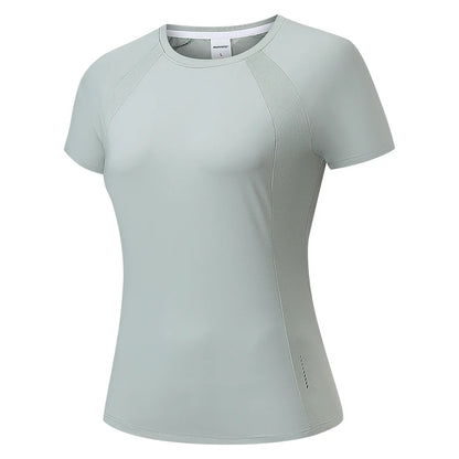 Summer Women's Quick Dry Running Sports T-Shirt Gym Fitness Training Wear for Tennis Golf Yoga Breathable Sportswear Top