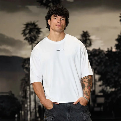 Loose Fit Men's T-Shirt American Trendy Brand Cotton Blend Short Sleeve Fitness Sporty Summer Casual Wear Dry Fast T-Shirt