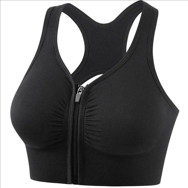 CZGUKE Women's zipper sports bra vest plus size shock resistant bra women's yoga running fitness bra women's underwear