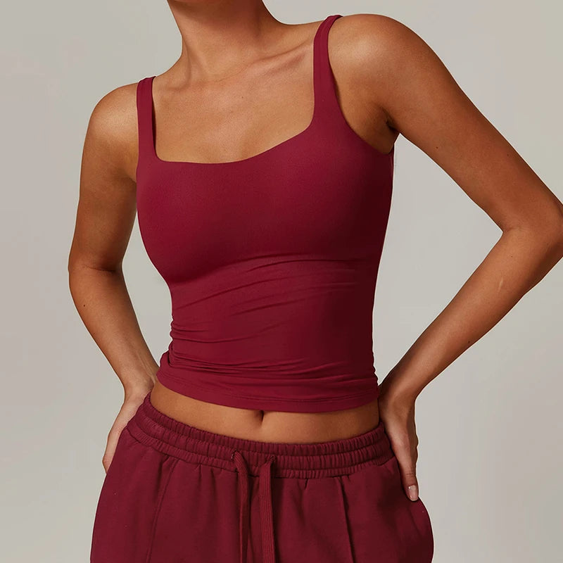 Ctenkevet Women's Workout Yoga Tank Top Quick-Dry Gym Sports Vest Female Running Tight Top Women U-Back Fitness Underwear