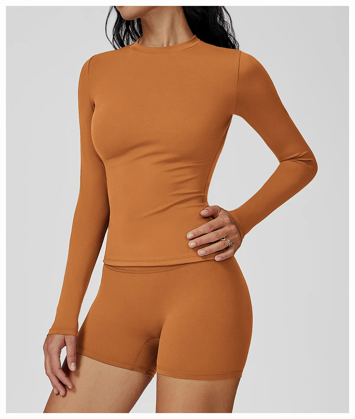 JUREN Yoga Shirts For Women Long Sleeve Fitness Running Push Up Gym Shirts Female Workout Breathable High Elastic Sports Top