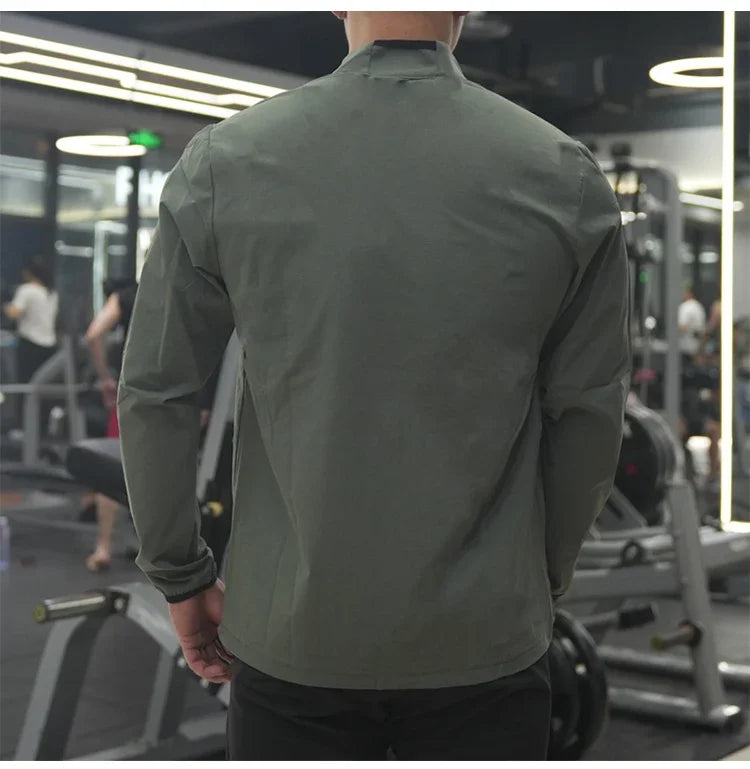 New Men Fitness Running Jacket Spring and Autumn Gym Outerwear Loose Casual Jogging Outdoor Stand-up Collar Tracksuit Sportswear