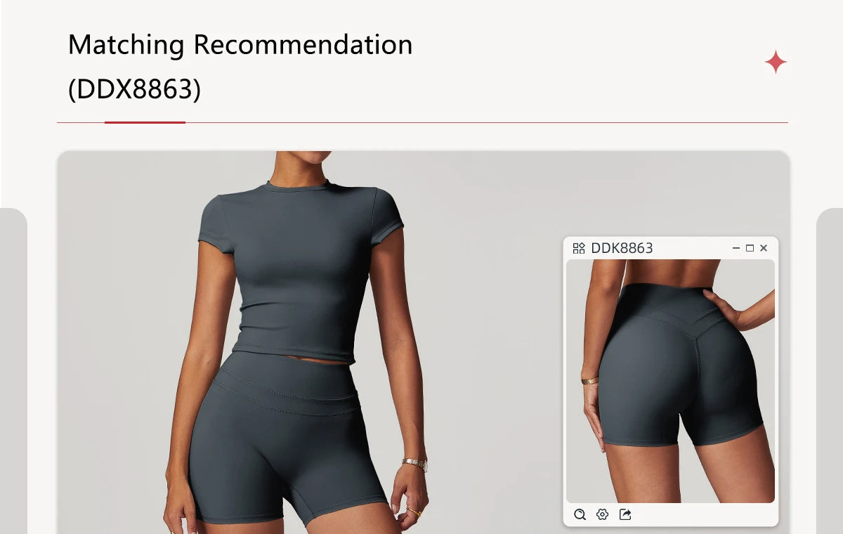 Hearuisavy Casual T-shirt Female Fitness Gym Top Yoga Clothing Sports Short-Sleeved Shirt Women Quick-Dry Workout Shirt Women