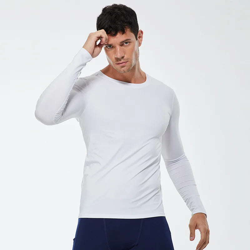 Men Compression Running T-Shirt Fitness Tight Long Sleeve Sport T-shirt Training Jogging Shirts Gym Sportswear Quick Dry Clothes