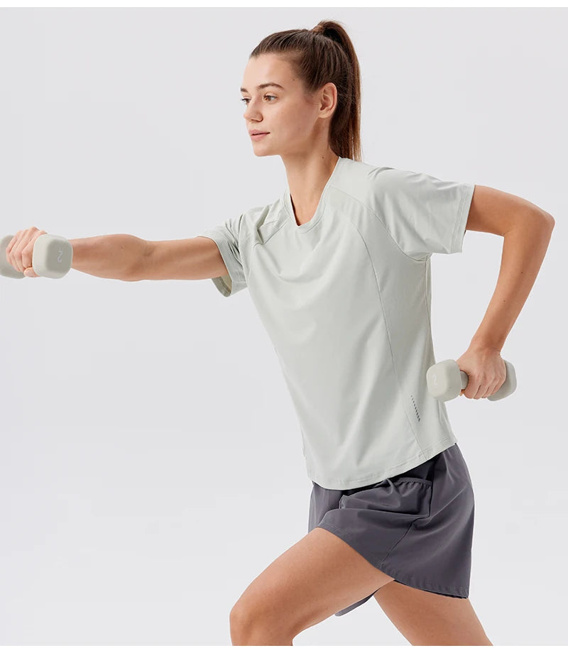 Summer Women's Quick Dry Running Sports T-Shirt Gym Fitness Training Wear for Tennis Golf Yoga Breathable Sportswear Top
