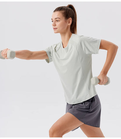 Summer Women's Quick Dry Running Sports T-Shirt Gym Fitness Training Wear for Tennis Golf Yoga Breathable Sportswear Top