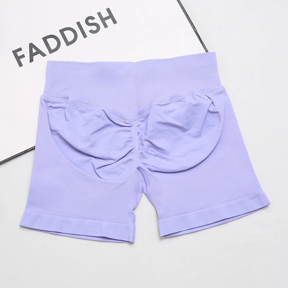 dfyoga Shorts 4.5" short gym mujer sportswear impact workout Low Ribbed Band Seamless Gym Fitness Shorts