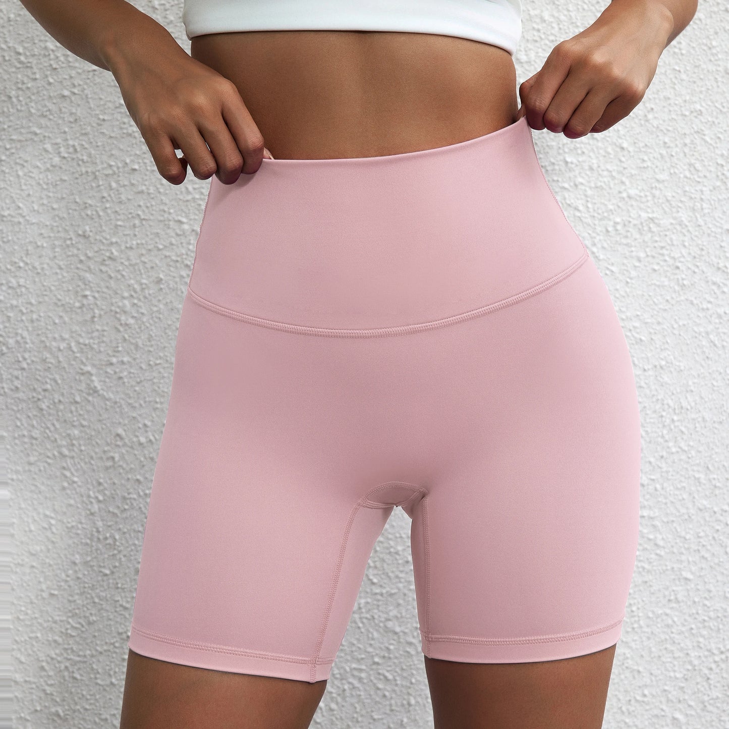 Solid Color Women Fitness Sports Short High Waist Yoga Short Leg Cycling Comprehensive Training Jog Squat Proof Internal Pocket