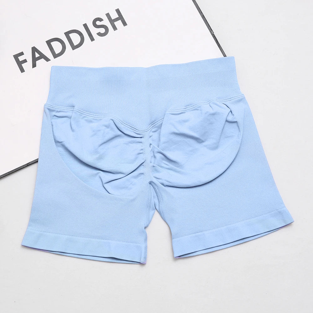 dfyoga Shorts 4.5" short gym mujer sportswear impact workout Low Ribbed Band Seamless Gym Fitness Shorts