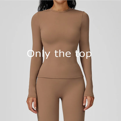 JUREN Yoga Shirts For Women Long Sleeve Fitness Running Push Up Gym Shirts Female Workout Breathable High Elastic Sports Top