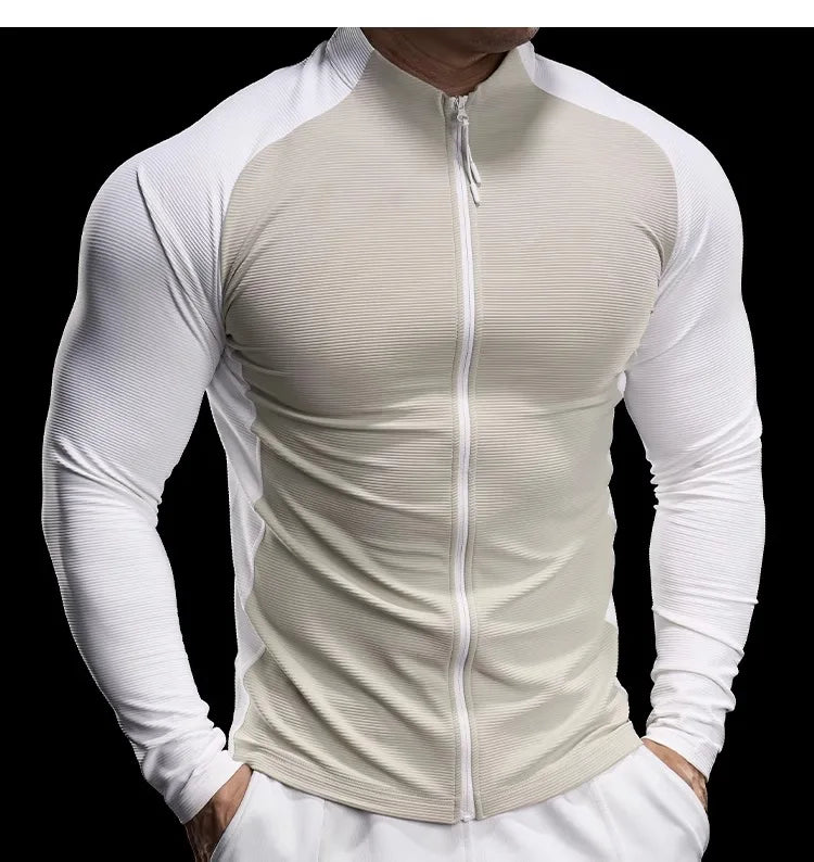 2024 New Men Sportswear Fitness Top Gym Jacket Quick-drying Breathable Slim Long-sleeved T-shirt Running Training Clothes Autumn
