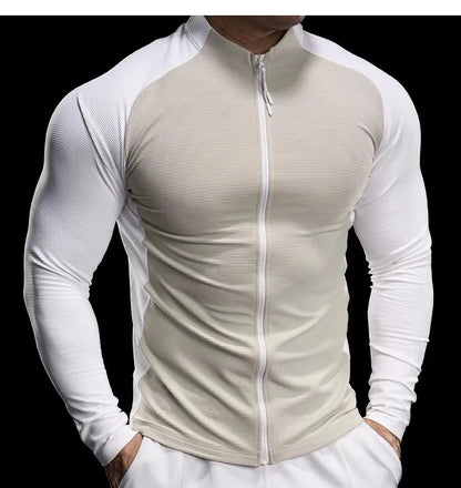 2024 New Men Sportswear Fitness Top Gym Jacket Quick-drying Breathable Slim Long-sleeved T-shirt Running Training Clothes Autumn