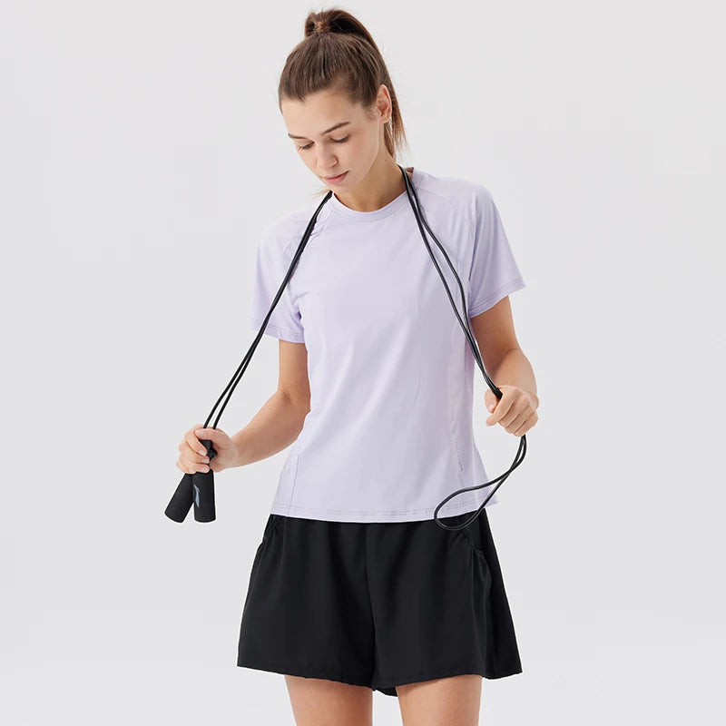Summer Women's Quick Dry Running Sports T-Shirt Gym Fitness Training Wear for Tennis Golf Yoga Breathable Sportswear Top