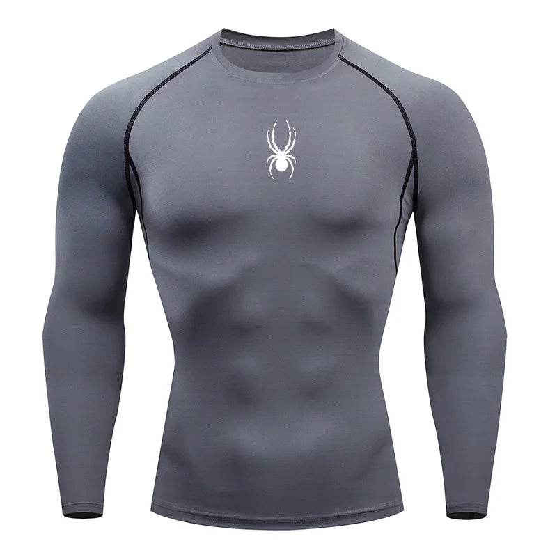 Men's Long Sleeves Spider Fitness Dry Fit T-shirt Gym Compression Shirt Sportswear Outdoor Sports Running Tees Tops Rashgard