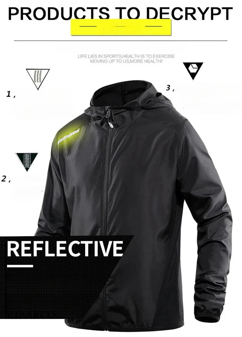2025 Running Jacket Spring Reflective Gym Hooded Men Coat Jogging Gradient Color Sportswear Breathable Male Jackets Women