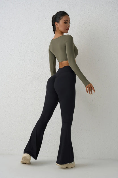 QINACTIVE Women Yoga Shirts Crop Top Long Sleeves Shirts for Women Yoga Sports Fitness Gym Clothes Workout Tops