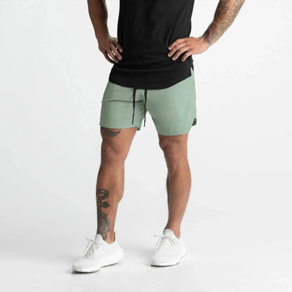 2024 New Men's Shorts Single-Layer Woven Quick Dry Solid Color Running Fitness Sports Casual American Fifth Pants Comfortable