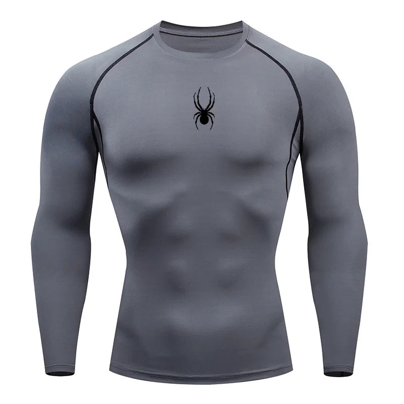 Men's Long Sleeves Spider Fitness Dry Fit T-shirt Gym Compression Shirt Sportswear Outdoor Sports Running Tees Tops Rashgard