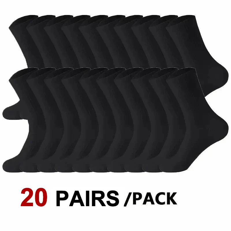 5/10/20 Pairs Neutral Solid Color Round Neck Socks Spring Autumn Sweat Absorbing Breathable Comfortable All-season Sports Socks