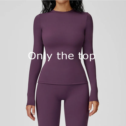 JUREN Yoga Shirts For Women Long Sleeve Fitness Running Push Up Gym Shirts Female Workout Breathable High Elastic Sports Top