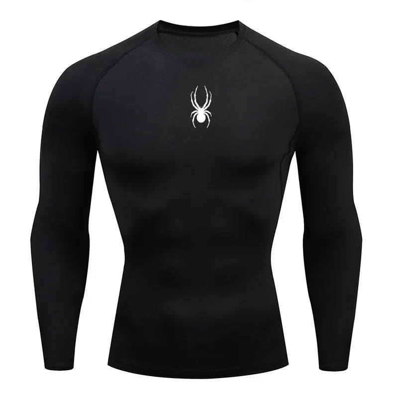 Men's Long Sleeves Spider Fitness Dry Fit T-shirt Gym Compression Shirt Sportswear Outdoor Sports Running Tees Tops Rashgard