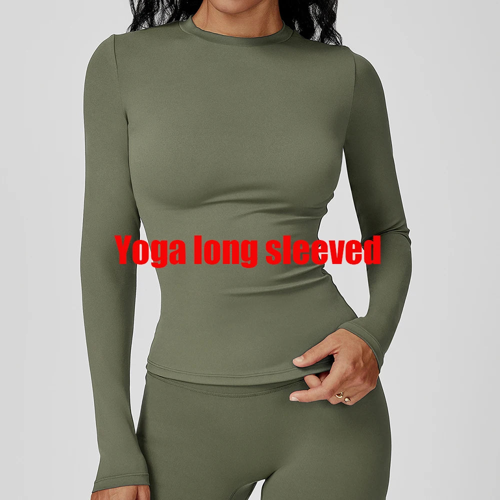 Yoga Shirts Women Long Sleeve Fitness Running Gym Clothes Workout Dry Fit Breathable Slim Fit High Elastic Sport Top Women's Top